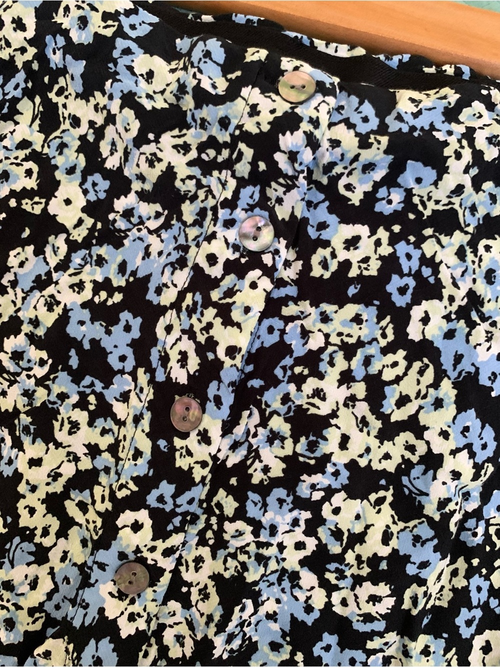 RAILS Rosetta Blue Midi Skirt in Midnight Meadow Floral Button-Front Skirt - Picture 9 of 11